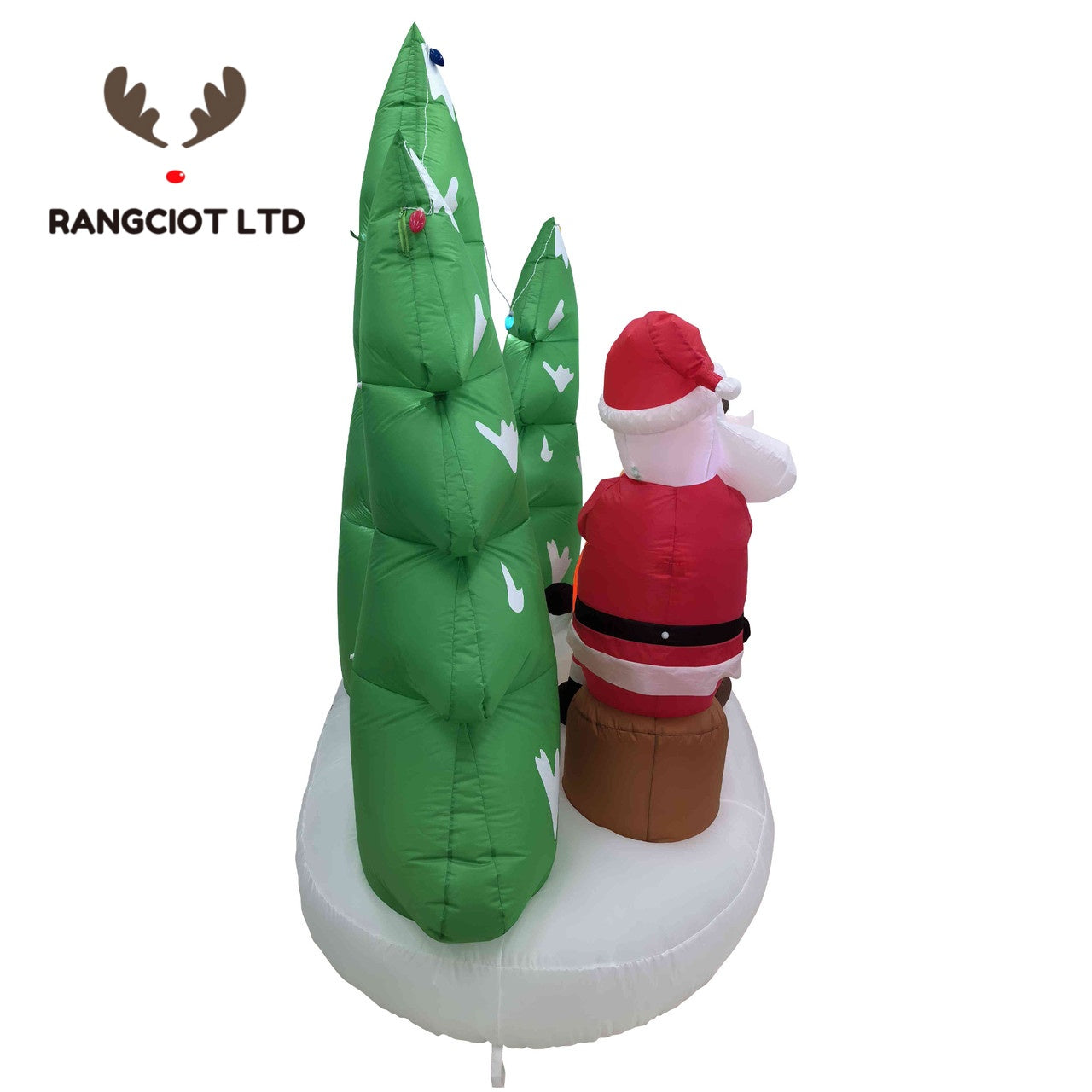 LED Lighted Inflatable Santa and Reindeer Outdoor Christmas Decoration - 8'