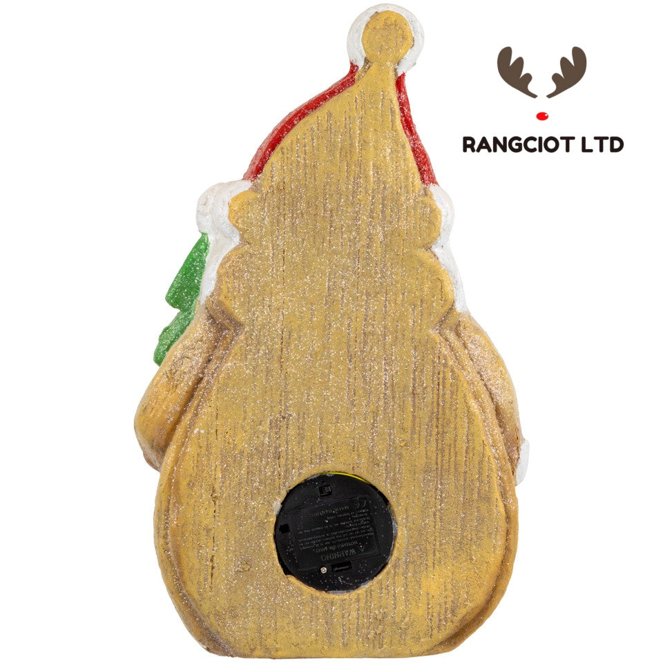 LED Lighted Gingerbread Santa Claus Glittered Christmas Figure