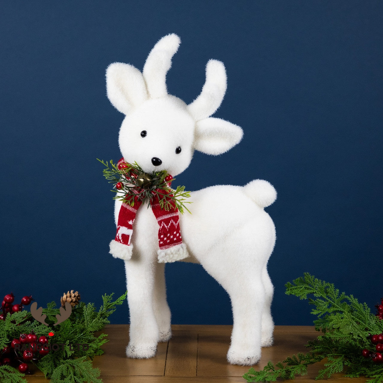Standing Baby Deer with Scarf Christmas Figurine
