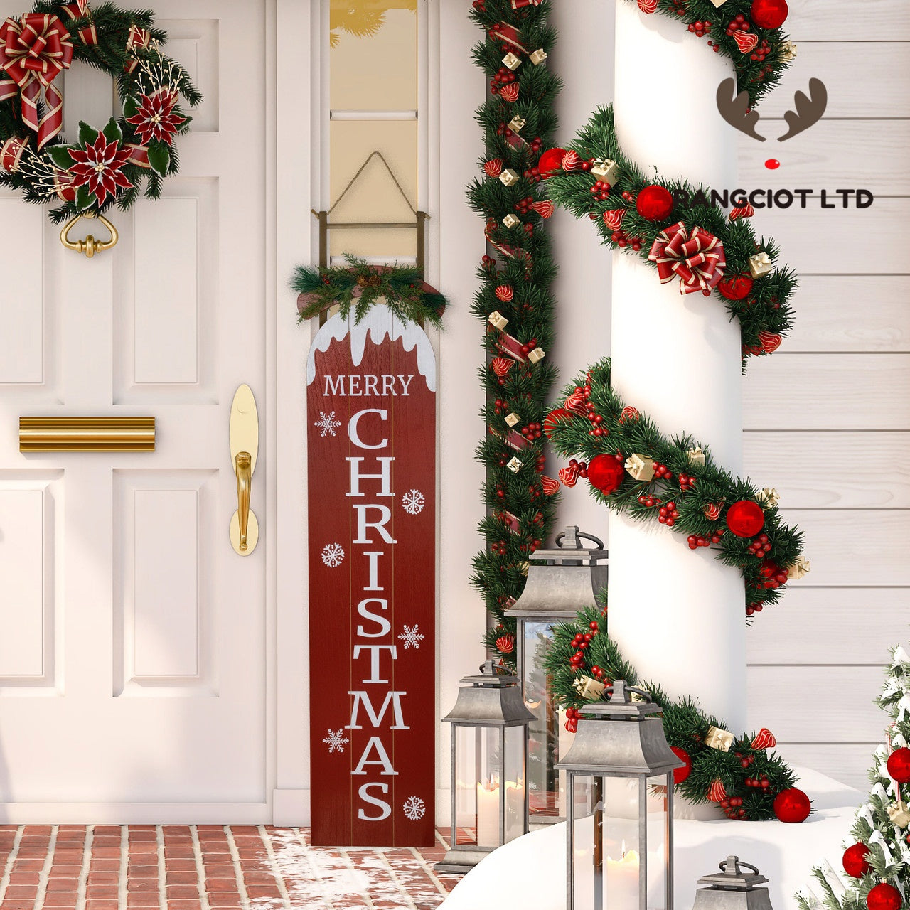 Snow Sled Merry Christmas Porch Sign