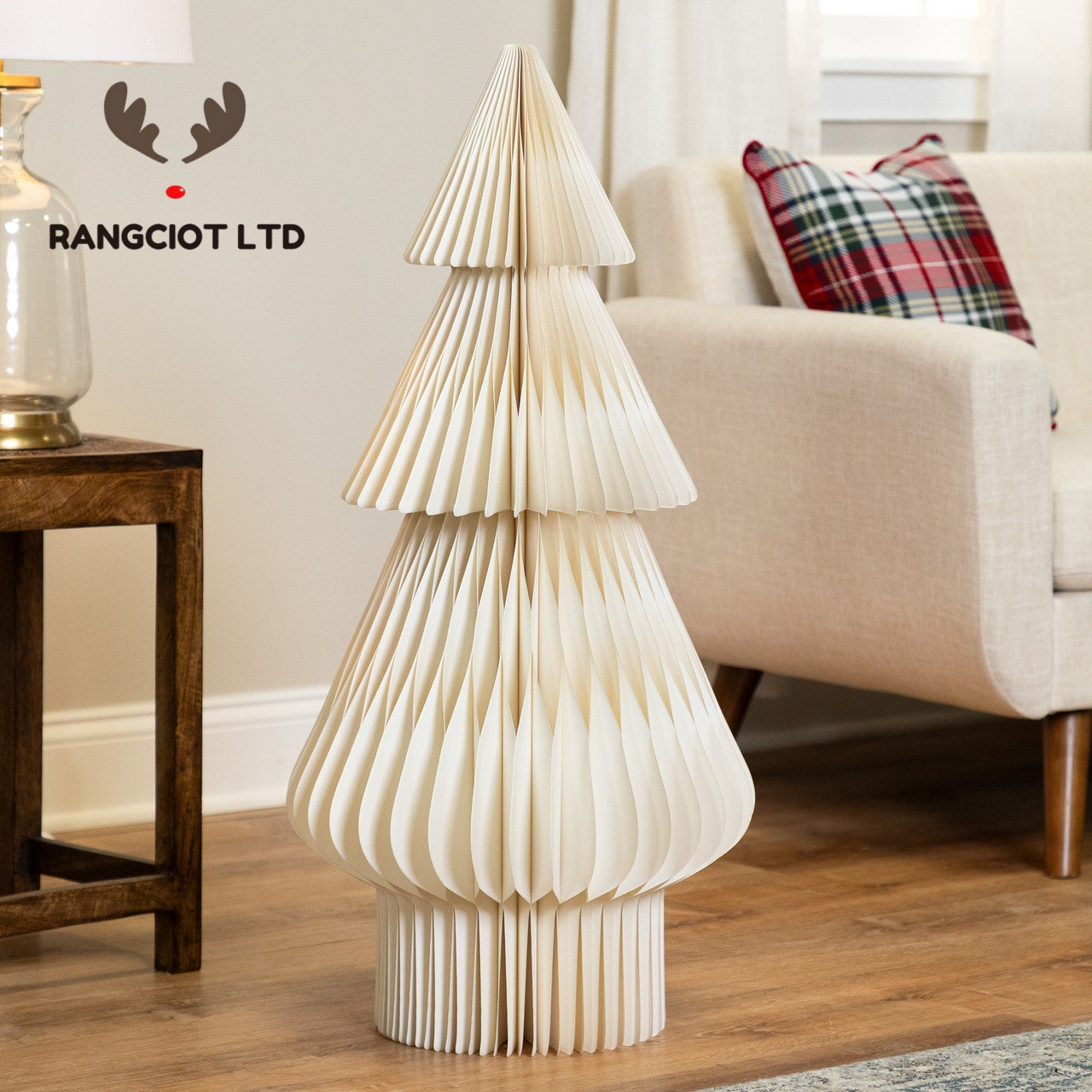 Accordion Honeycomb Foldable Paper Christmas Tree - 3' - Cream