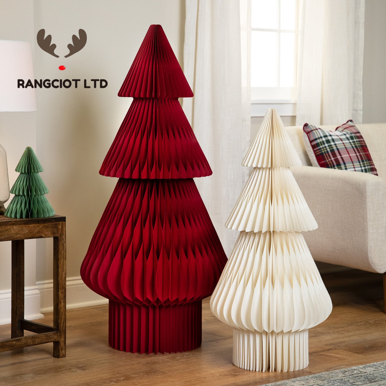 Accordion Honeycomb Foldable Paper Christmas Tree - 3' - Cream